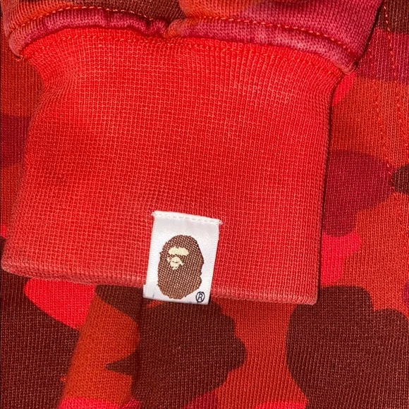 Bape Red Jacket with Hood and Zipper